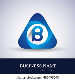Logo B letter blue colored in the triangle shape, Vector design template elements for your application or company identity.
