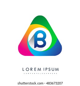 logo B letter, colorful icon in the triangle shape, Vector design template elements for your application or company identity.