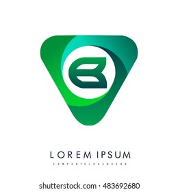 Logo B letter, green colored in the triangle shape, Vector design template elements for your application or company identity.
