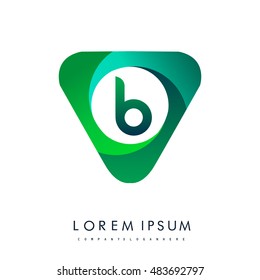 Logo B letter, green colored in the triangle shape, Vector design template elements for your application or company identity.