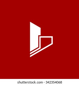 Logo b letter. Isolated on red background. Vector illustration, eps 8.