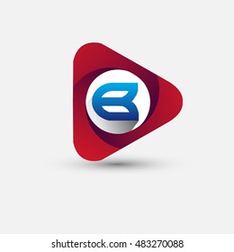 Logo B letter red colored in the triangle shape, Vector design template elements for your application or company identity.