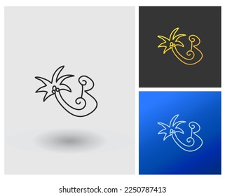 Logo B Letter shape initial monogram style with palm tree