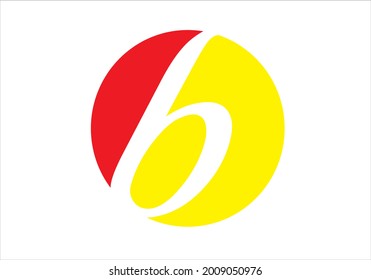 Logo B is red and yellow and is round