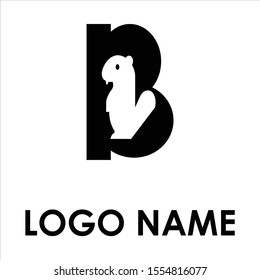 Logo B squirrel letter negative concept

