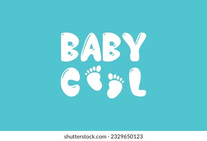 Logo Babycool footsteps vector illustration set - pairs of blue footprints in flat style.
