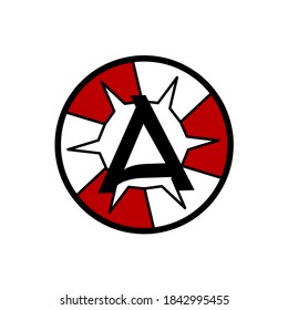 Círculo de fondo del logotipo con la letra A en el centro