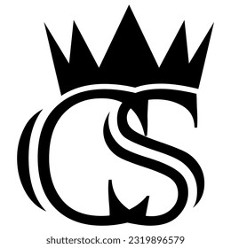 logo background design black monogram icon illustration letters CS, SC, S, C CROWN luxury modern art. Can Be Used for Business Logos and Branding. Flat Vector Logo Design Template Elements.