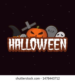 ็Halloween logo background design in flat style. Vector Illustration eps.10