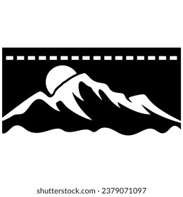 logo background icon design silhouette of mountain and sun video clip line art vector. Line texture luxury background design. Wallpaper design, banner wall art and more.