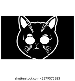 símbolo de diseño de fondo del logotipo silueta de la cabeza del gato con vectores de línea de gafas. Diseño de fondo de lujo de textura de línea. Diseño de tapiz, arte de pared de pancartas y más.