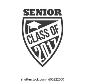 logo badge best class ever label for graduating senior class 2017, in black isolated white background, design for the graduation party for university or college students