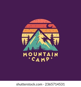 logo badge for camping mountains - vector