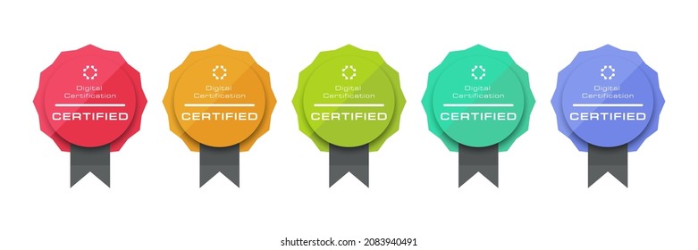 Logo badge for certificate technical, analyst, internet, data, conference, etc. Digital certified logo verified achievements company or corporate. Vector certificate illustration.
