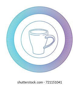 logo badge circular decorative of mug of coffee with handle gradient color silhouette from blue to purple vector illustration