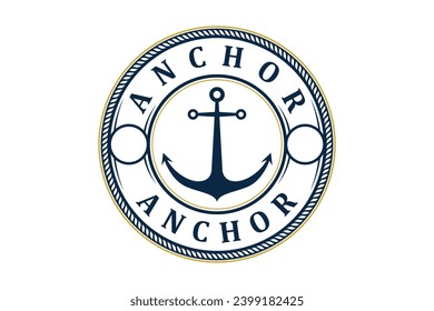 Logo-Abzeichen klassischer Anker nautisch abgerundete Rahmenvorlage.