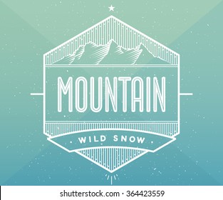 Logo badge for creative design project. Label related to mountain theme. Vector illustration
