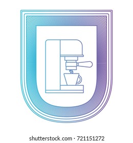 logo badge decorative of coffee espresso machine side view gradient color silhouette from blue to purple vector illustration