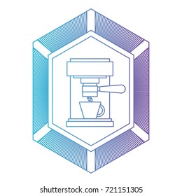 logo badge decorative of coffee espresso machine front view gradient color silhouette from blue to purple vector illustration