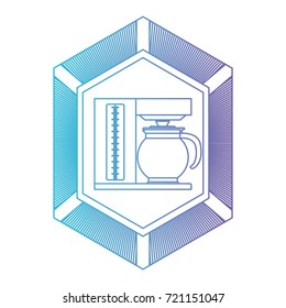 logo badge decorative of coffee maker with glass jar gradient color silhouette from blue to purple vector illustration