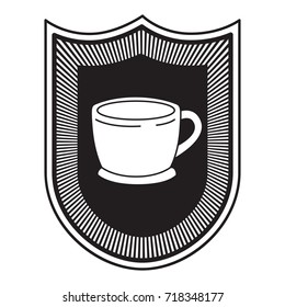 logo badge decorative of cup of coffee with handle black silhouette vector illustration
