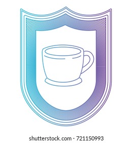 logo badge decorative of cup of coffee with handle gradient color silhouette from blue to purple vector illustration