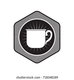 logo badge decorative of mug of coffee with handle black silhouette vector illustration
