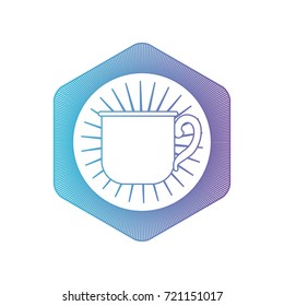 logo badge decorative of mug of coffee with handle gradient color silhouette from blue to purple vector illustration