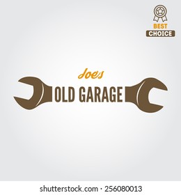 Logo, badge, emblem and logotype element for mechanic, garage, car repair and auto service
