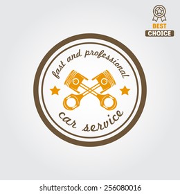 Logo, badge, emblem and logotype element for mechanic, garage, car repair and auto service