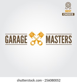 Logo, badge, emblem and logotype element for mechanic, garage, car repair and auto service
