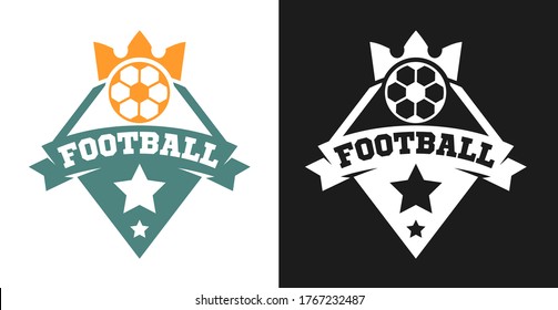 Logo, badge or label for football sport. Design templates emblem for soccer match, tournament, championship. Minimalistic vector illustration. 