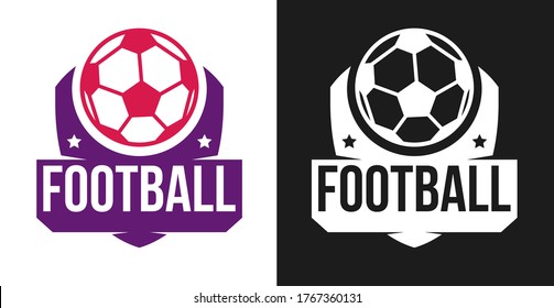Logo, badge or label for football sport. Design templates emblem for soccer match, tournament, championship. Minimalistic vector illustration. 