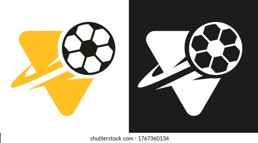 Logo, badge or label for football sport. Design templates emblem for soccer match, tournament, championship. Minimalistic vector illustration. 