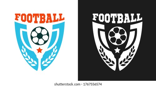Logo, badge or label for football sport. Design templates emblem for soccer match, tournament, championship. Minimalistic vector illustration. 