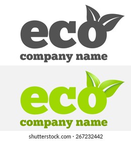 Logo or badge, label, logotype elements with leafs for web, business or nature