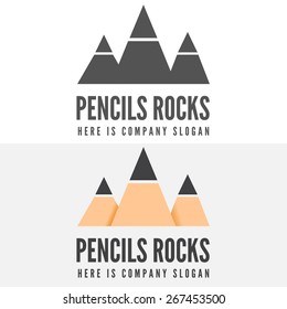 Logo or badge, label, logotype elements with pencil for web, business or other projects