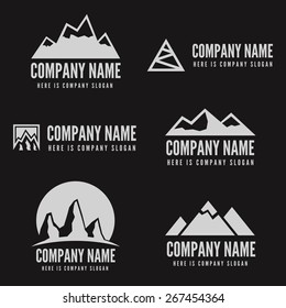 Logo or badge, label, logotype elements with mountains for web, business or other projects