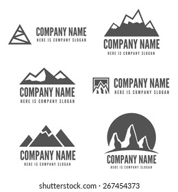 Logo or badge, label, logotype elements with mountains for web, business or other projects
