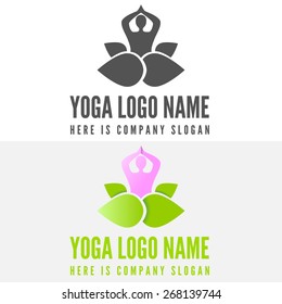 Logo or badge, label, logotype elements with pose for web, business, yoga, fitness or other projects