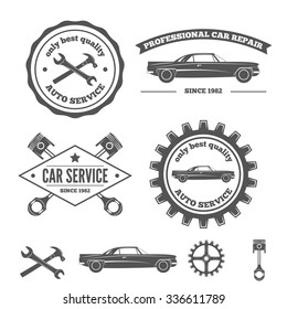 Logo or badge, label, logotype elements for service or garage