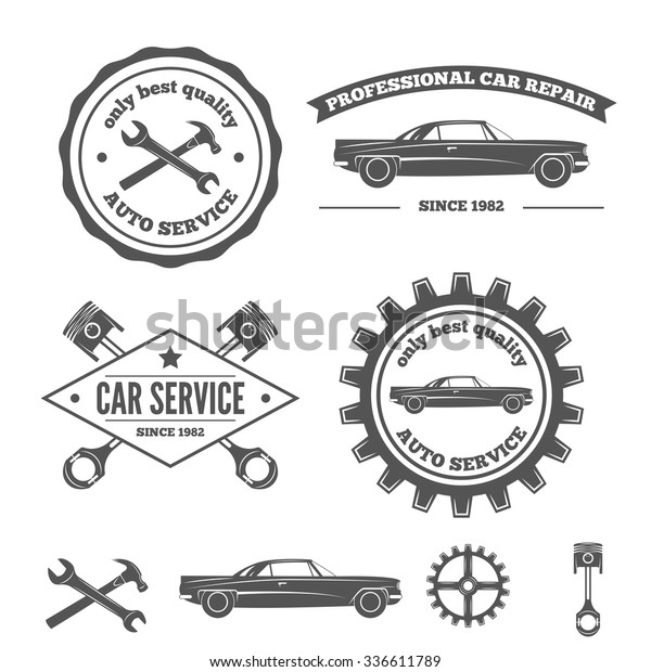 Logo or badge, label, logotype elements for\
service or garage