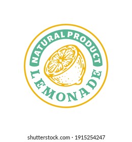 Logo Badge Of Lemon Slice In Vintage Design.