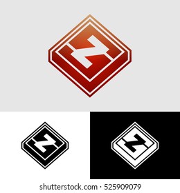 Logo Badge Letter Z Polygonal With Red Gradient Color