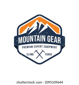 logo badge of mountain and adventure in vintage design.
