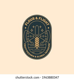 Logo Badge Restaurant Food Pizza and Airplane Outline illustration