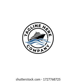 logo badge ship vector design template. Yacht logo design badge label / stamp