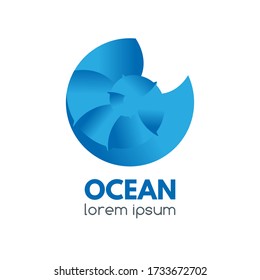 Logo badge with spiral seashell in a circular shape. Great for logos, prints, icon design.