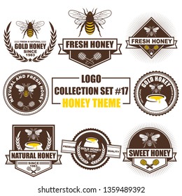 Logo, badge, symbol, icon, label template design collection set with honey theme