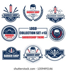 Logo, badge, symbol, icon, label template design collection set with barbershop theme